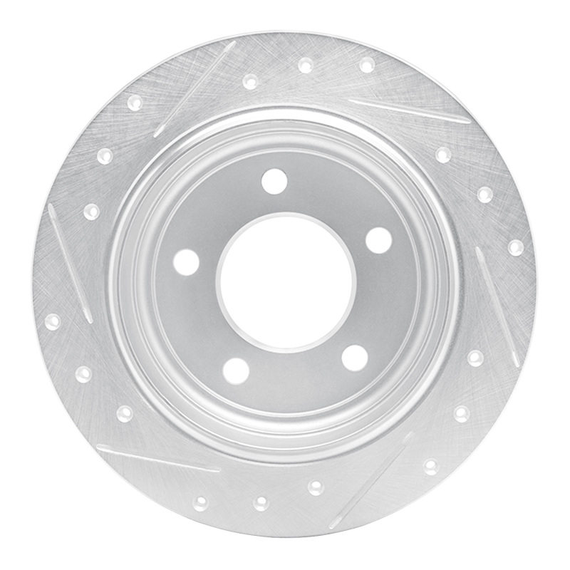 Chrysler Concorde Brake Rotor (1) - Rear Right - R1 Concepts - Drilled & Slotted - Silver - `93-`04